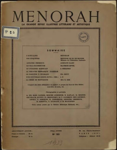 Menorah : L’Illustration Juive Vol.12 N°183 (1933)